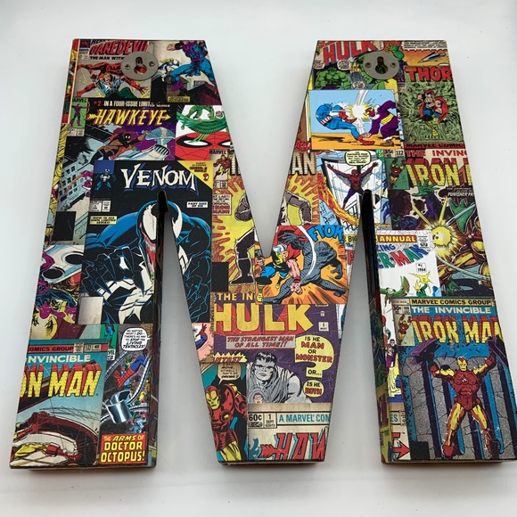 Marvel Comics Letter M Wall Hanging Retro Comics Wooden Wall Decor - Picture 11 of 16